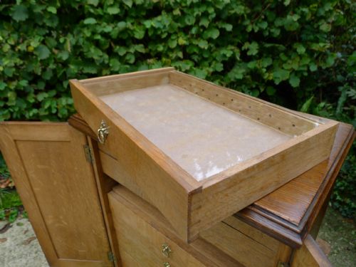 AN EXCELLENT 8 DRAWER COLLECTORS CABINET IN FIGURED ENGLISH OAK CIRCA 1900 - ADDITIONAL PHOTO 14