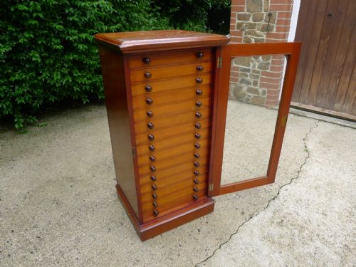 A GOOD 15 DRAWER INSECT COLLECTORS CABINET BY MESSRS WATKINS DONCASTER CIRCA 1890