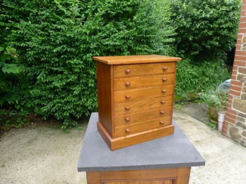 A 6 DRAWER COLLECTORS CABINET IN SATIN WALNUT CIRCA 1900 - ADDITIONAL PHOTO 3