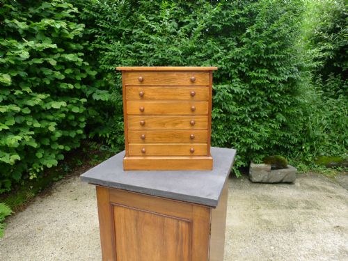 A 6 DRAWER COLLECTORS CABINET IN SATIN WALNUT CIRCA 1900 - ADDITIONAL PHOTO 6