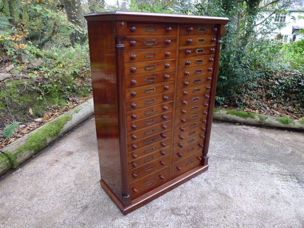 A FINE VICTORIAN 30 DRAWER MAHOGANY COLLECTORS CABINET LATE OF THE LATE DR.G.S.GRAHAM-SMITH. CIRCA 1880.