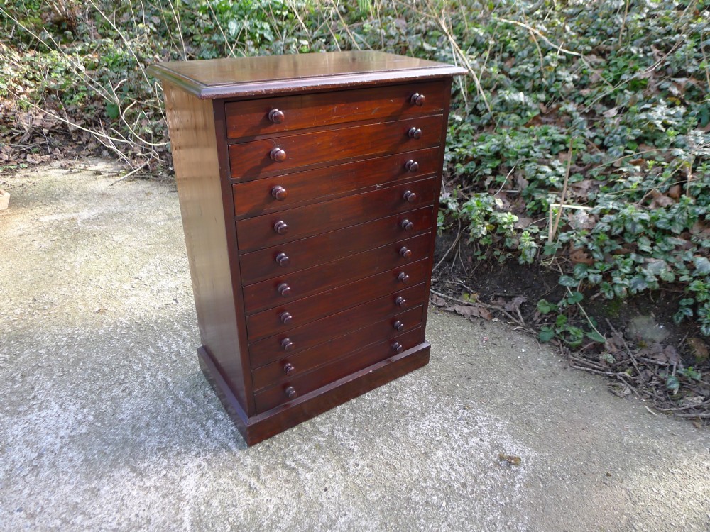 A GOOD AND VERSATILE 10 DRAWER VICTORIAN DEAL COLLECTORS CABINET CIRCA 1890