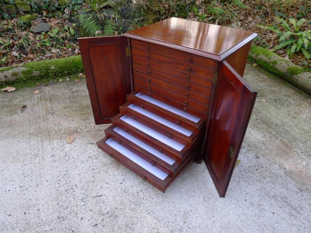 A GOOD VICTORIAN MAHOGANY 12 DRAWER COLLECTORS CABINET, CIRCA  1880