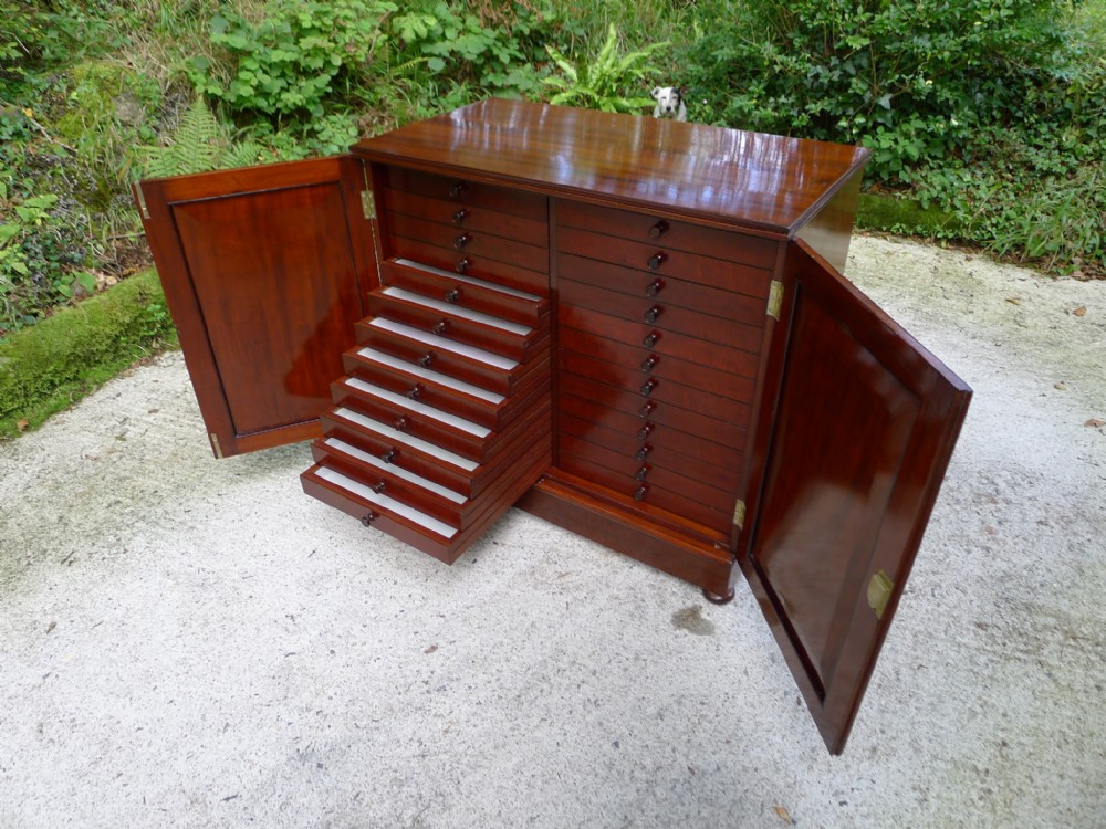 A FINE SOLID MAHOGANY 24 DRAWER COLLECTORS SPECIMEN CABINET IN BEAUTIFUL CONDITION. CIRCA 1870
