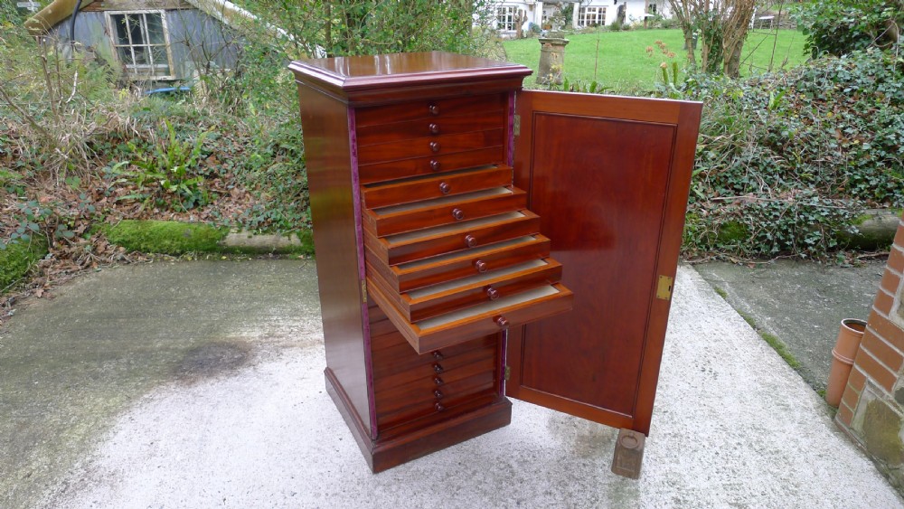 A FINE, SOLID MAHOGANY JANSEN 20 DRAWER COLLECTORS CABINET. CIRCA 1890 View VIII