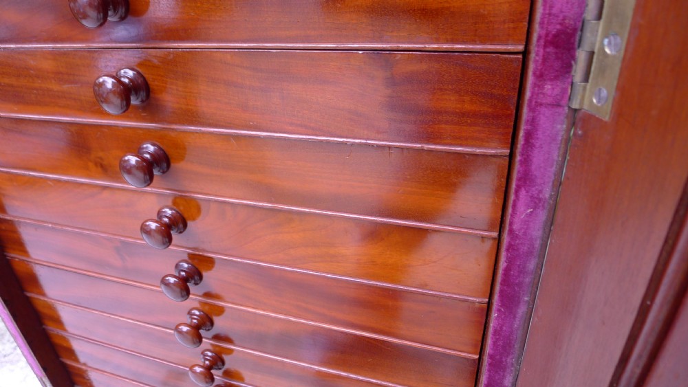 A FINE, SOLID MAHOGANY JANSEN 20 DRAWER COLLECTORS CABINET. CIRCA 1890 View XII