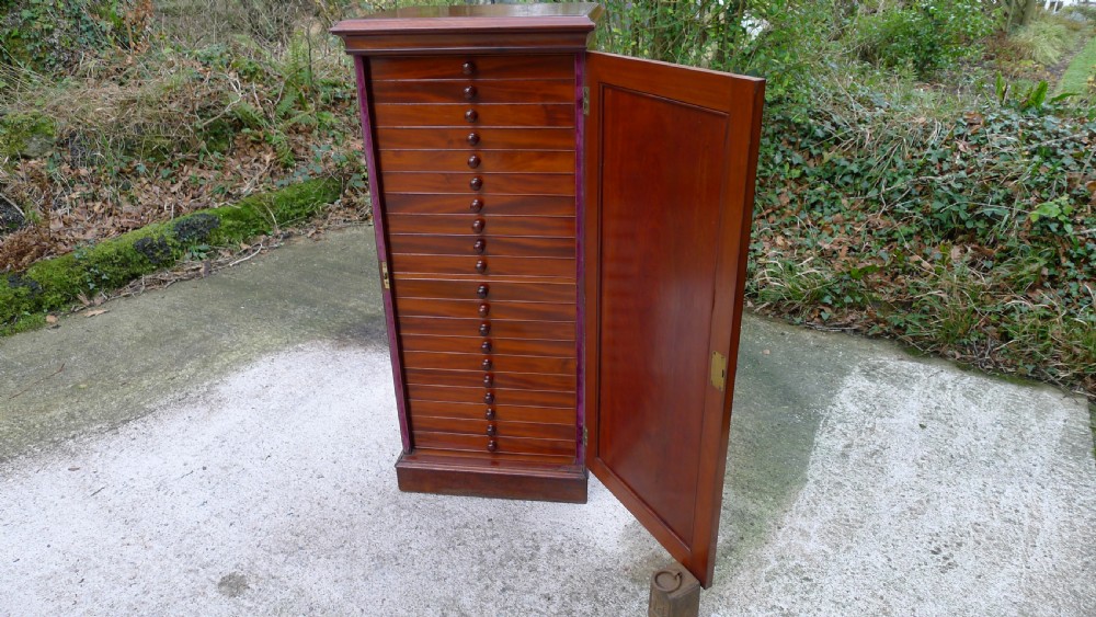 A FINE, SOLID MAHOGANY JANSEN 20 DRAWER COLLECTORS CABINET. CIRCA 1890 View XIV