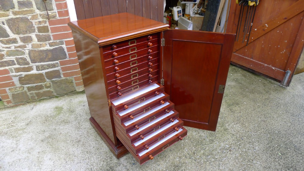 A FINE 16 DRAWER VICTORIAN MAHOGANY COLLECTORS SPECIMEN CABINET CIRCA 1890