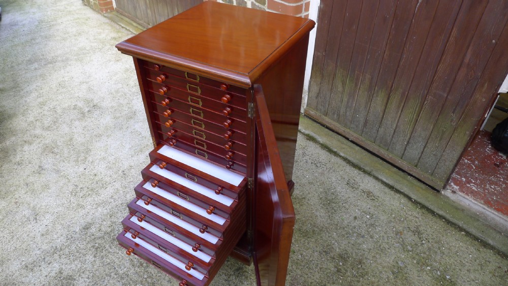 A FINE 16 DRAWER VICTORIAN MAHOGANY COLLECTORS SPECIMEN CABINET CIRCA 1890 View XV