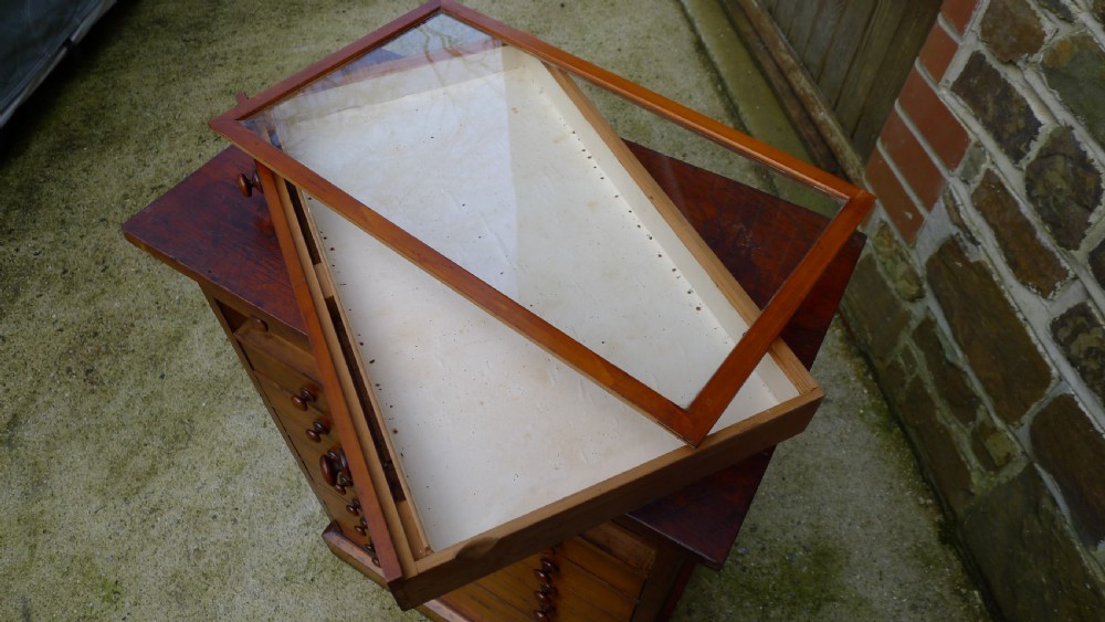 A GOOD AND HIGHLY VERSATILE 10 DRAWER COLLECTORS VICTORIAN CABINET IN STAINED AND POLISHED DEAL. CIRCA 1890. View VIII