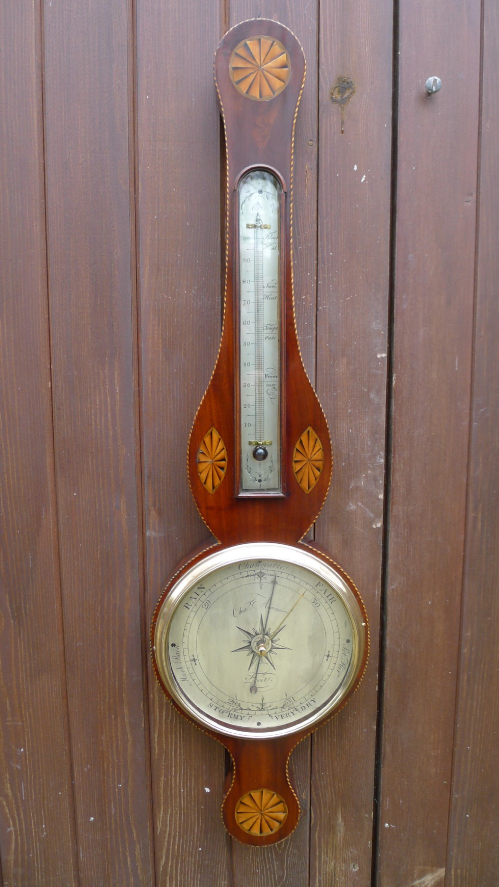 A SUPERB WHEEL BAROMETER BY CHARLES AIANO OF LONDON CIRCA 1800