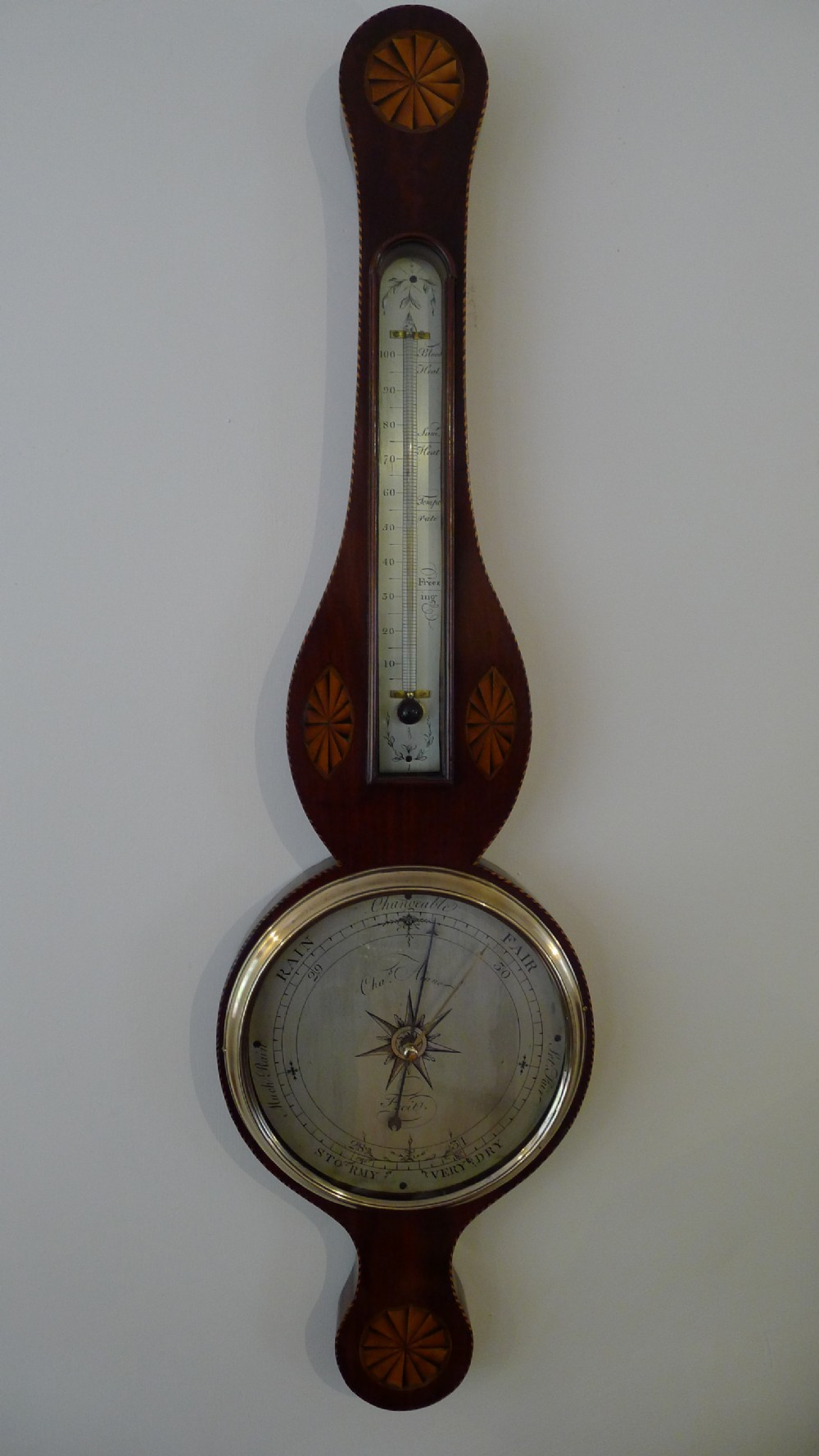 A SUPERB WHEEL BAROMETER BY CHARLES AIANO OF LONDON CIRCA 1800 View XIII