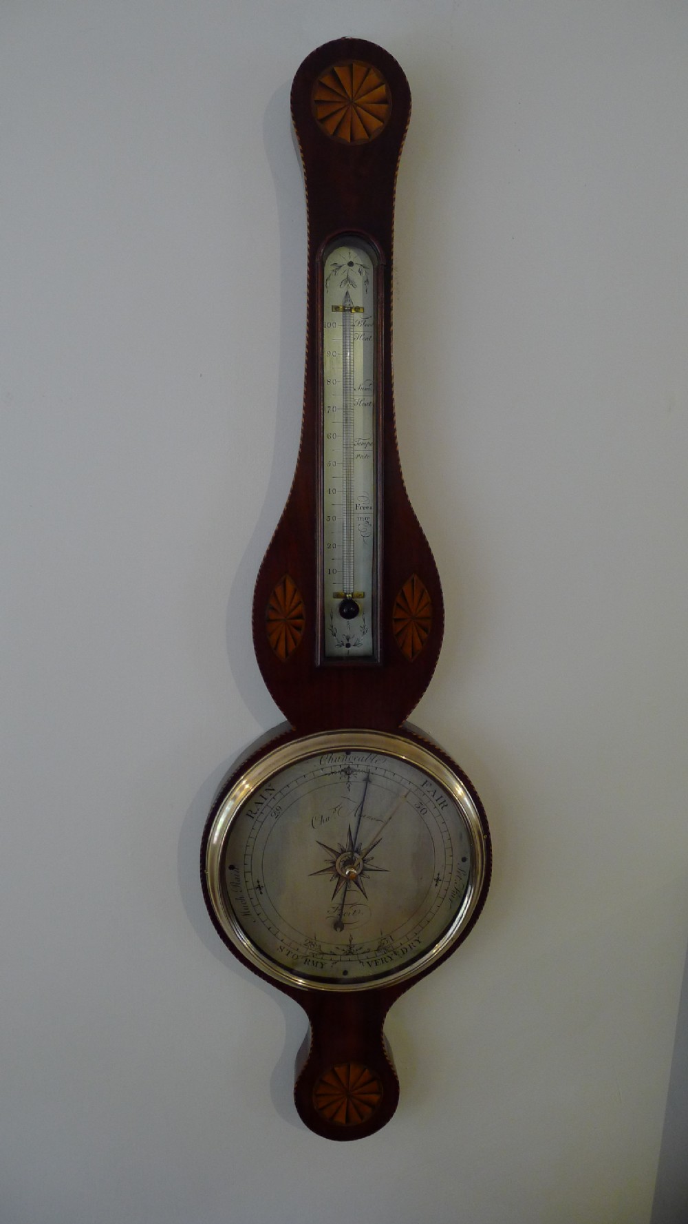 A SUPERB WHEEL BAROMETER BY CHARLES AIANO OF LONDON CIRCA 1800 View XV