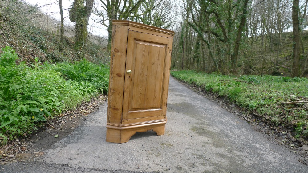 A GOOD COUNTRY PINE CORNER CUPBOARD ON BRACKET FEET. CIRCA 1850 View VIII