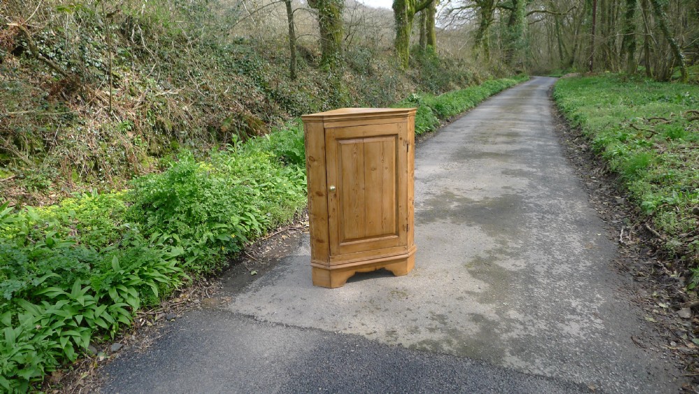 A GOOD COUNTRY PINE CORNER CUPBOARD ON BRACKET FEET. CIRCA 1850 View XI