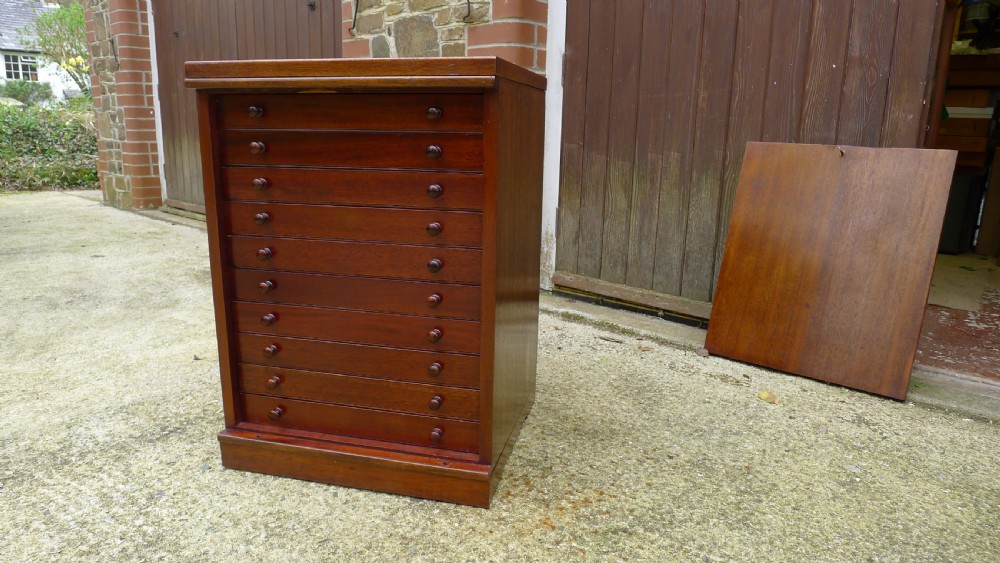 A GOOD MAHOGANY TEN DRAWER HILLS COLLECTORS CABINET. View V
