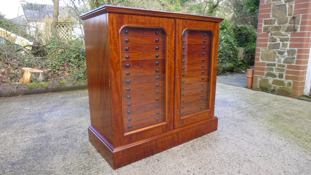 A VERY FINE 30 DRAWER BUTTERFLY COLLECTORS CABINET BY THOMAS GURNEY. CIRCA 1880