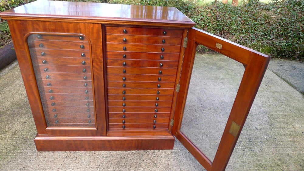 A VERY FINE 30 DRAWER BUTTERFLY COLLECTORS CABINET BY THOMAS GURNEY. CIRCA 1880 View II
