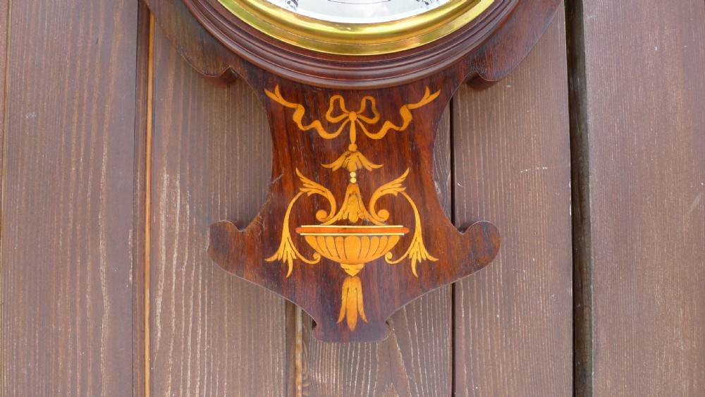 A BEAUTIFUL ART NOUVEAU WALL HANGING ANEROID WHEEL BAROMETER CIRCA 1895. View V