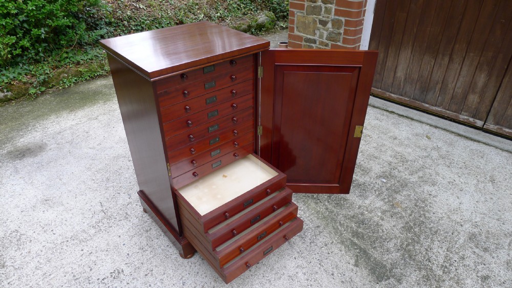 A SUPERB 12 DRAWER MAHOGANY COLLECTORS CABINET BY STANDISH. CIRCA 1870. View XII
