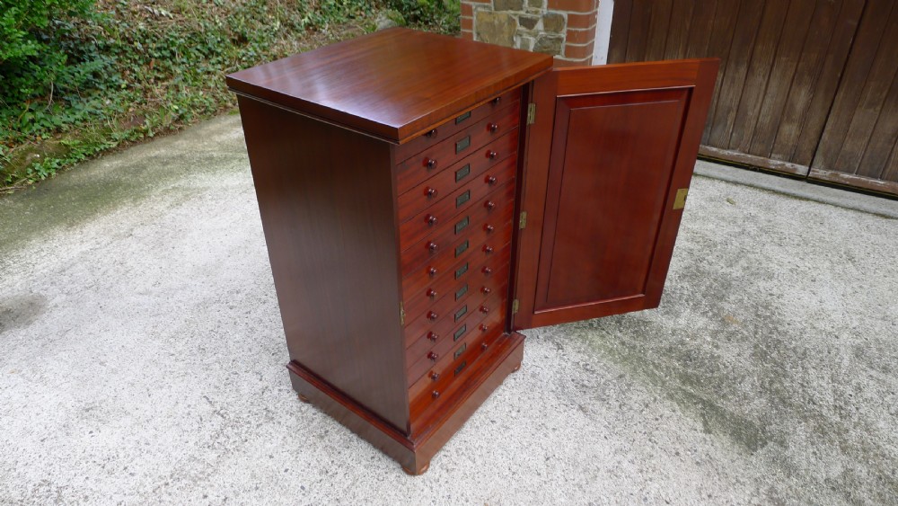 A SUPERB 12 DRAWER MAHOGANY COLLECTORS CABINET BY STANDISH. CIRCA 1870. View XX