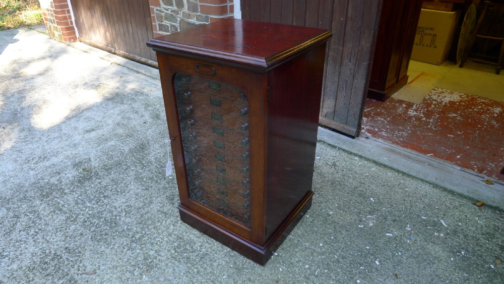 A 12 DRAWER WATKINS & DONCASTER MAHOGANY AND DEAL COLLECTORS CABINET CIRCA 1890 IN ORIGINAL CONDITION. View V
