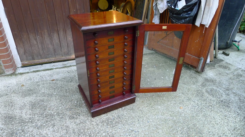 A 12 DRAWER WATKINS & DONCASTER MAHOGANY AND DEAL COLLECTORS CABINET CIRCA 1890 IN ORIGINAL CONDITION. View XI
