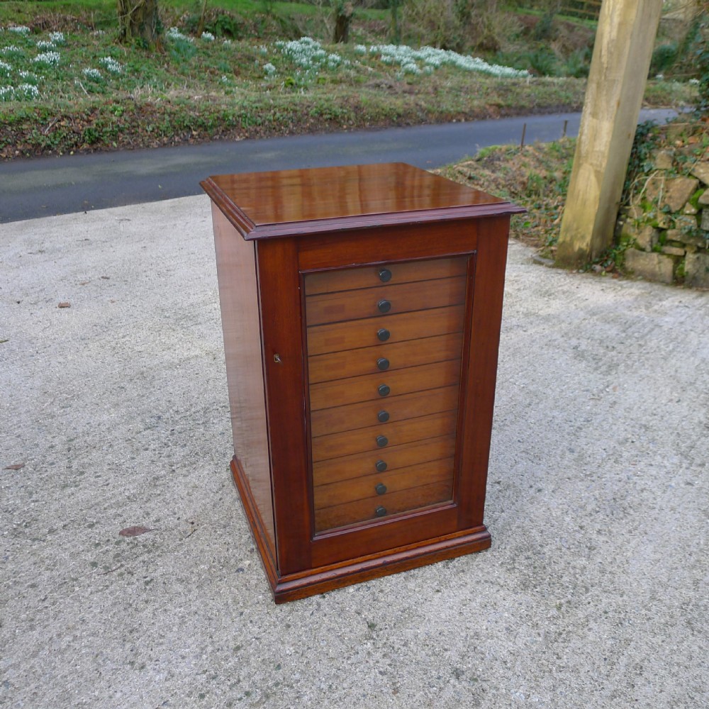 A GOOD 12 DRAWER, VICTORIAN MAHOGANY COLLECTORS CABINET, CONTINENTAL DEPTH. CIRCA 1870. View II