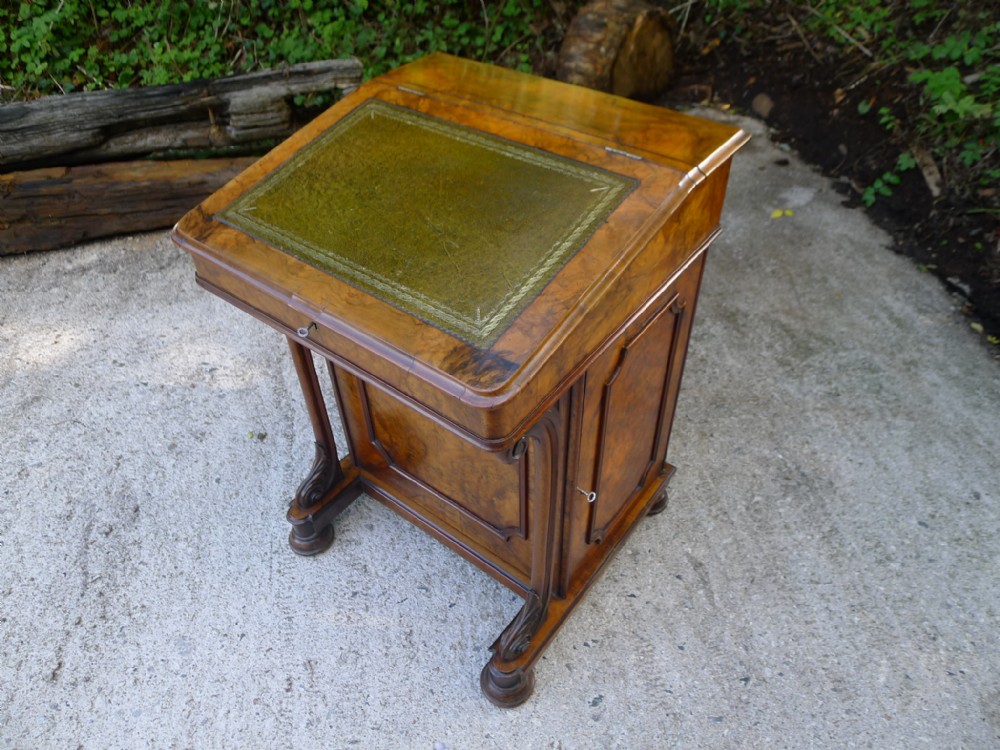 A BEAUTIFUL ENGLISH BURR WALNUT DAVENPORT DESK CIRCA 1870