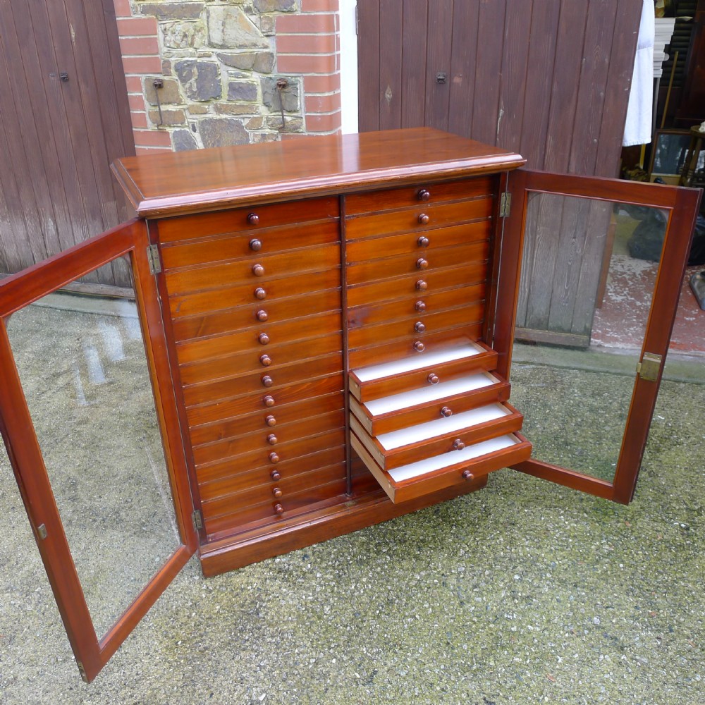 A GOOD 30 DRAWER WATKINS & DONCASTER COLLECTORS SPECIMEN CABINET IN SATIN WALNUT AND MAHOGANY. CIRCA 1900 View VIII