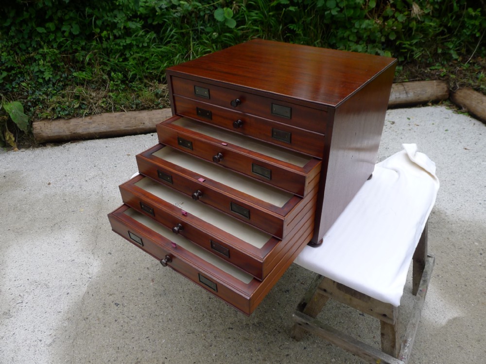 A SUPERB 6 DRAWER SOLID MAHOGANY COLLECTORS CABINET. CIRCA 1870.