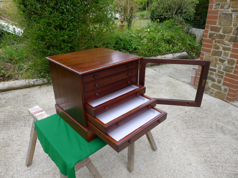 A GOOD SIX DRAWER VICTORIAN MAHOGANY COLLECTORS CABINET CIRCA 1870