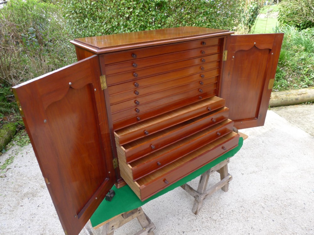 A GOOD VICTORIAN MAHOGANY 12 DRAWER GRADUATED COLLECTORS CABINET. CIRCA 1890