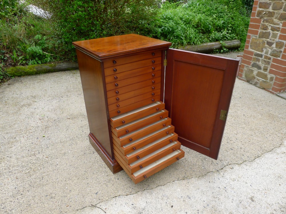 A SUPERLATIVE VICTORIAN MAHOGANY COLLECTORS CABINET. 15 DRAWERS. CIRCA 1870