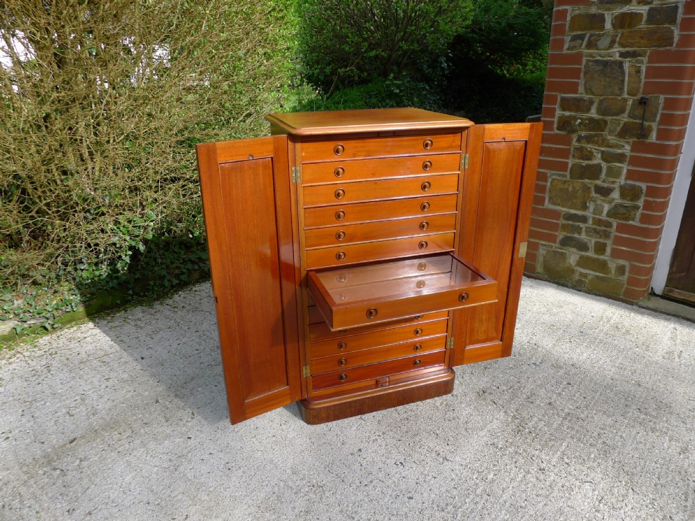 AN EXCELLENT VICTORIAN MAHOGANY COLLECTORS CABINET CIRCA 1880.