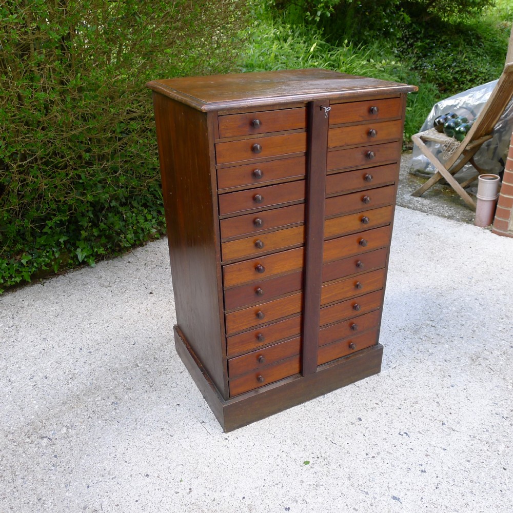 A GOOD 12 DRAWER OOLOGICAL GRADUATED EGG COLLECTORS CABINET IN SATIN WALNUT AND DEAL CIRCA 1890.