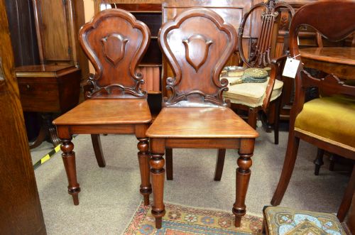 PAIR VICTORIAN HALL CHAIRS - ADDITIONAL PHOTO 1