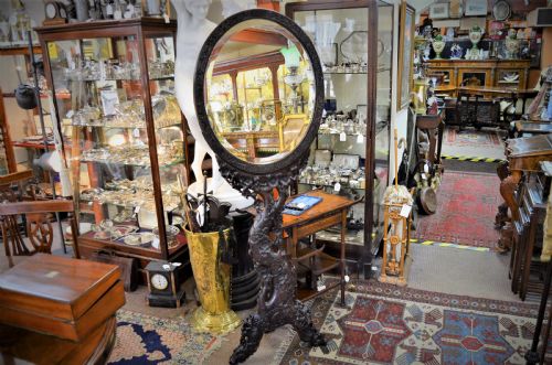 19TH CENTURY CHINESE CHERRYWOOD CARVED FRAMED MIRROR - ADDITIONAL PHOTO 1