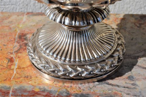TWO IRISH SILVER TWIN HANDLED VASES - ADDITIONAL PHOTO 3