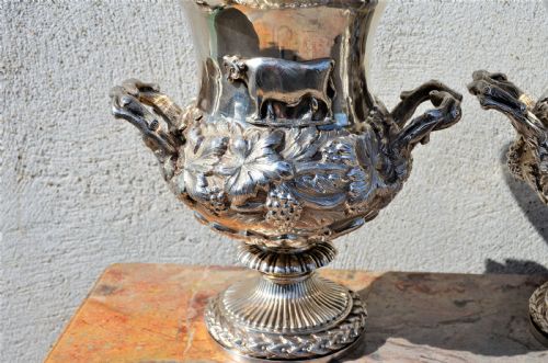 TWO IRISH SILVER TWIN HANDLED VASES - ADDITIONAL PHOTO 5
