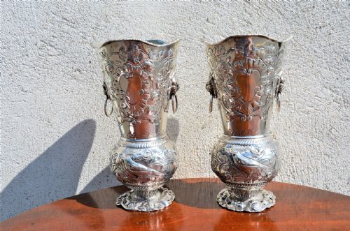Pair of Victorian Silver Vases