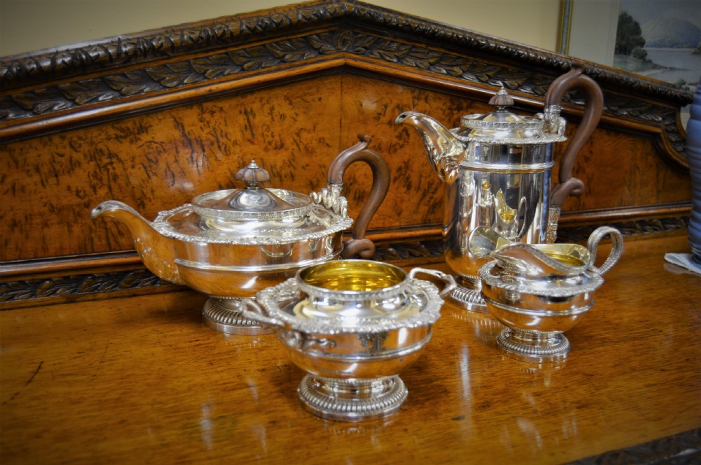 Four piece silver tea service