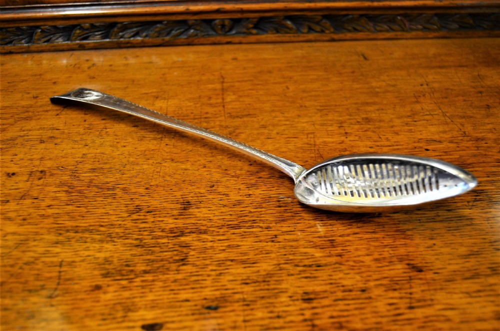 Irish silver strainer spoon View II