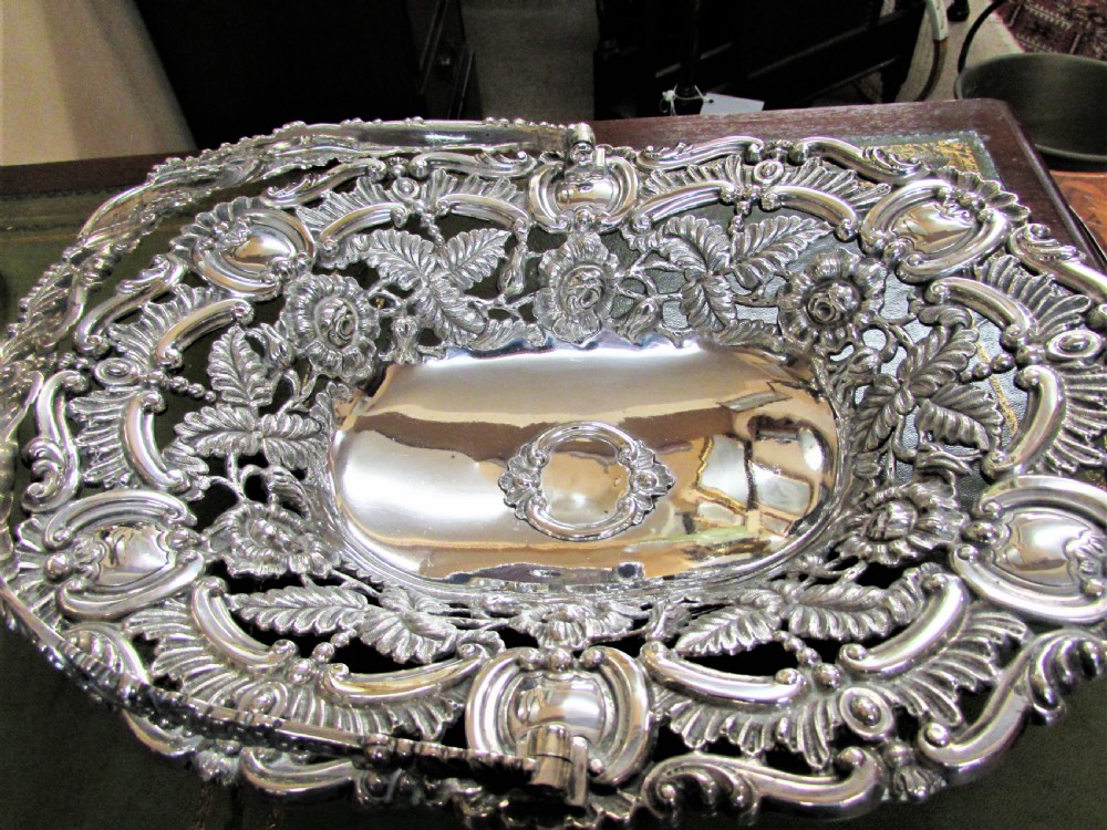 Ornate georgian silver basket View II