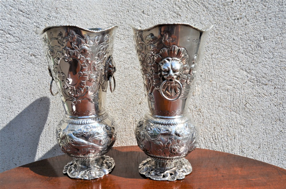 Pair of victorian silver vases View III