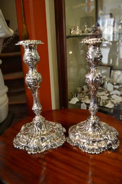 PAIR OF SILVER CANDLESTICKSSHEFFIELD