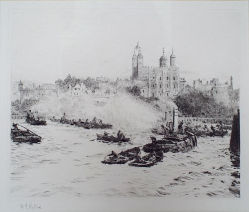 William Wyllie Etching, 'The Tower of London'
