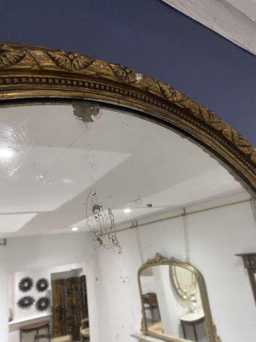 OVAL GILTWOOD MIRROR WITH DARK GILDING CIRCA 1880 - ADDITIONAL PHOTO 3