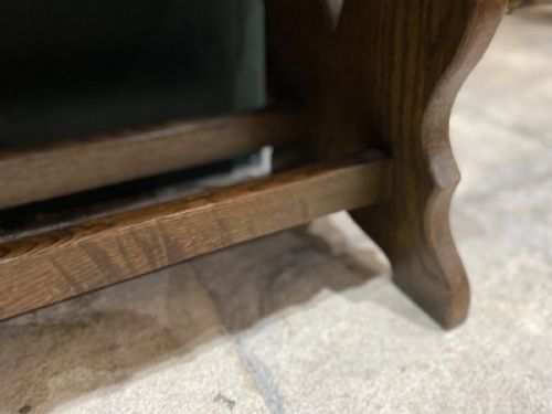 LEATHER UPHOLSTERED OAK COUNTRY HOUSE STOOL CIRCA 1920 - ADDITIONAL PHOTO 3