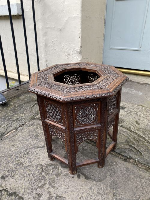 19TH CENTURY CARVED INDIAN SANDALWOOD TABLE - ADDITIONAL PHOTO 1